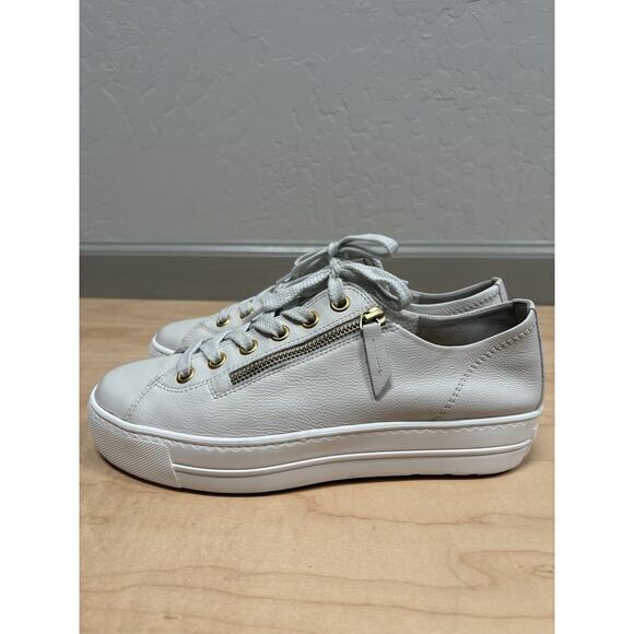 Paul Green Skylar Women’s US 9 UK 7 White Leather Platform Zip Sneakers - Picture 1 of 10